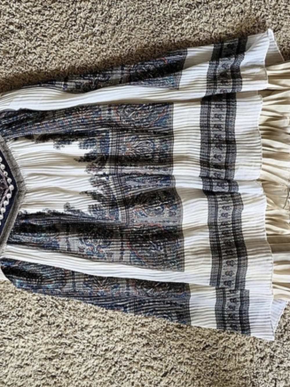 Free People Paisley Dress in White & Blue